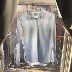 White & Baby Blue Striped ButtonDown